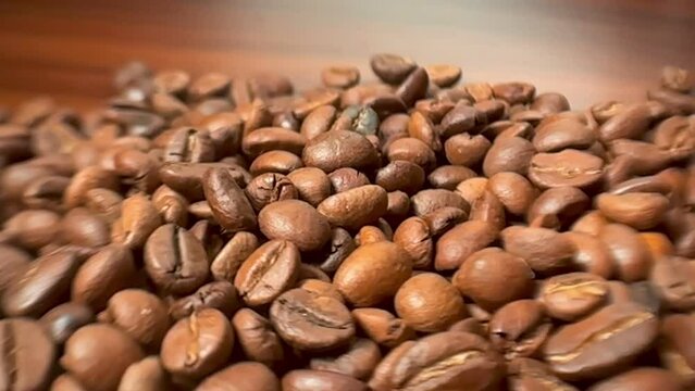 Close-up shot of coffee beans for a cinematic video.