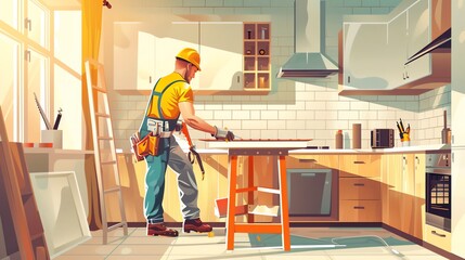 Obraz premium carpenter man illustration