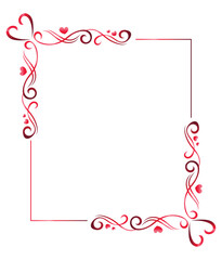 Heart ribbon frame, Continuous line art drawing illustration. Valentines day background banner