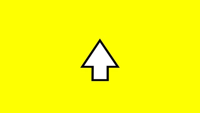 Up arrow moves 4k animated video,up arrow animation, up animation on yellow background. swipe up looping icon
