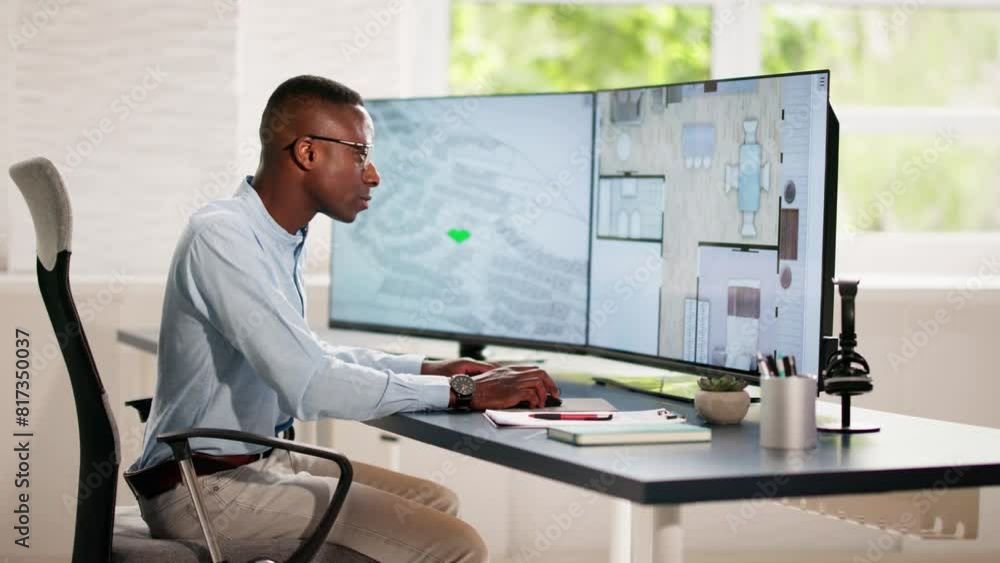 Aufkleber Developer Looking At Land Plot Map