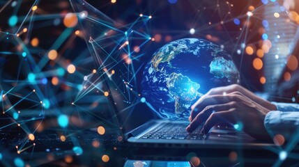 Technical support customer service concept, software engineer using laptop computer with customer support and global network, internet technology 