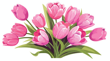 Tulip pink flowers bouquet hand drawn sketch vector