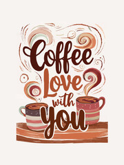 Deep brown whimsical steaming mugs with cozy colors for warmth with typography