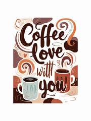 Deep brown whimsical steaming mugs with cozy colors for warmth with typography