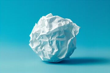 Obraz premium A close up of a white ball of paper on a blue surface