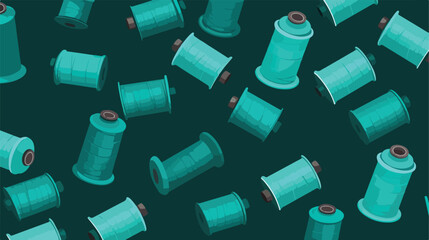 Turquoise sewing threads as background 2d flat cart