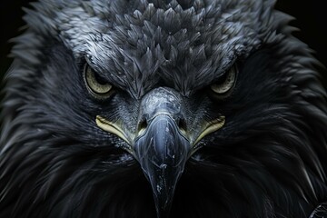 Fototapeta premium Eagle with black background and yellow beak