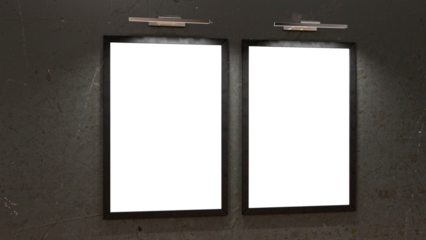 Two blank frames on concrete wall gallery mockup