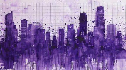 Purple city skyline for modern and urban themed designs