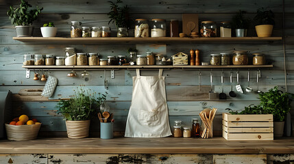 Cook in Action - Rustic Kitchen Scene Stock Photo