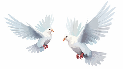 Two free flying white doves sketch vector illustrat