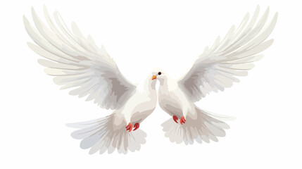 Two free flying white doves sketch vector illustrat