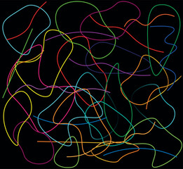 Open and closed superstring in physics. Vector illustration.