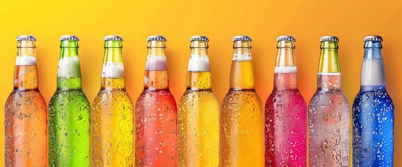 Beer Bottles, Bold Hues, Fragmented Forms, International Beer Day Background
