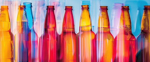 Beer Bottles, Dynamic Motion, Vibrant Textures, International Beer Day Background