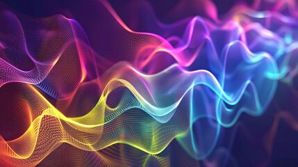 Obraz premium Abstract multicolored background with digital waves, dynamic sound music equalizer in colorful movement