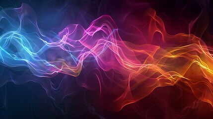 Obraz premium Abstract multicolored background with digital waves, dynamic sound music equalizer in colorful movement, pulse, beat and rhythm