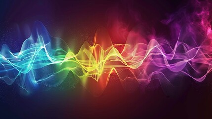 Abstract multicolored background with digital waves, dynamic sound music equalizer in colorful movement