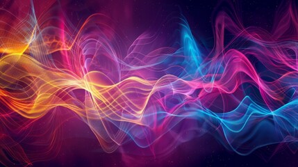 Abstract multicolored background with digital waves, dynamic sound music equalizer in colorful movement, pulse, beat and rhythm