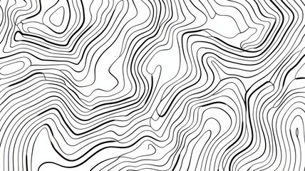 A topographic map with black lines and a white background. 