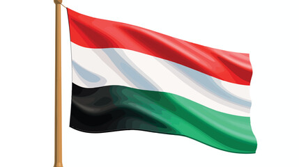 UAE flag on white background closeup 2d flat cartoo