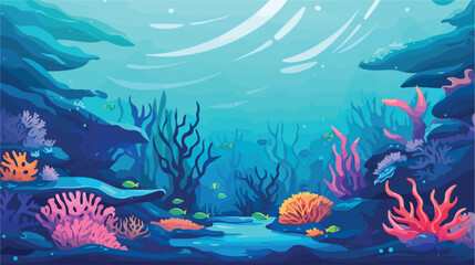 Fototapeta na wymiar Underwater life at sea or ocean bottom. Exotic unde