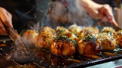 Process to preparing takoyaki most popular tasty food of japan