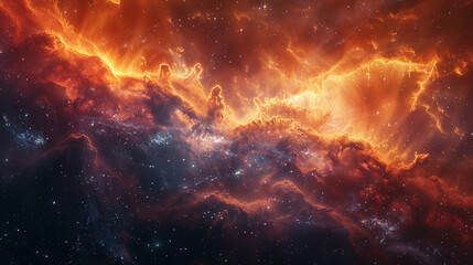 Fototapeta premium Vibrant Photo of a Nebula's Star-Studded Beauty Exploring the Celestial Splendor of Deep Space in Vivid Detail