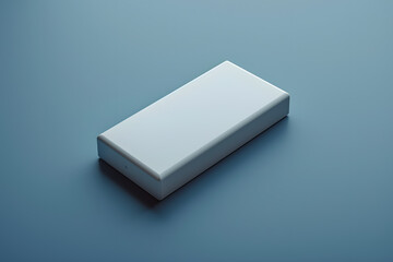Technical Illustration: Minimalist White 3D Model on Light Grey Background with Blue Accents