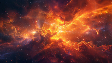Fototapeta premium Vibrant Photo of a Nebula's Star-Studded Beauty Exploring the Celestial Splendor of Deep Space in Vivid Detail