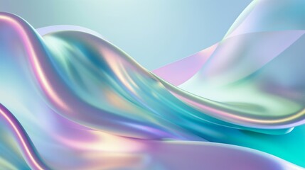 Abstract pastel liquid wave curved ribbon, gradient background, digital art, soft hues.