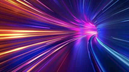 Blue and purple background with light streaks, dynamic, abstract, digital art. Speed, Fast