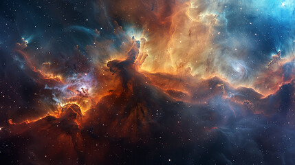 Vibrant Photo of a Nebula's Star-Studded Beauty Exploring the Celestial Splendor of Deep Space in Vivid Detail