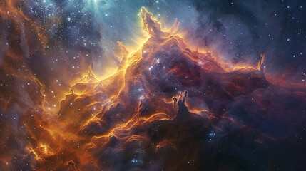 Vibrant Photo of a Nebula's Star-Studded Beauty Exploring the Celestial Splendor of Deep Space in Vivid Detail
