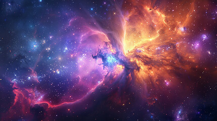 Vibrant Photo of a Nebula's Star-Studded Beauty Exploring the Celestial Splendor of Deep Space in Vivid Detail