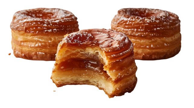  A trio of filled cronuts on a, transparent background
