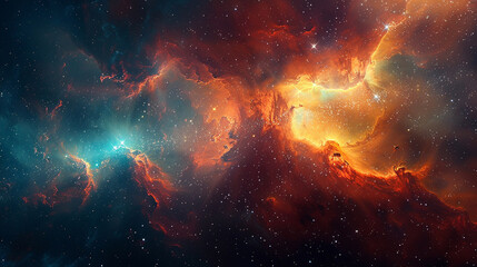 Vibrant Photo of a Nebula's Star-Studded Beauty Exploring the Celestial Splendor of Deep Space in Vivid Detail