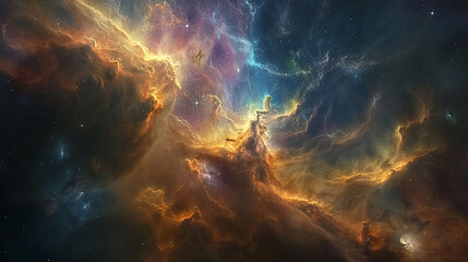 Vibrant Photo of a Nebula's Star-Studded Beauty Exploring the Celestial Splendor of Deep Space in Vivid Detail