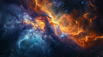 Vibrant Photo of a Nebula's Star-Studded Beauty Exploring the Celestial Splendor of Deep Space in Vivid Detail