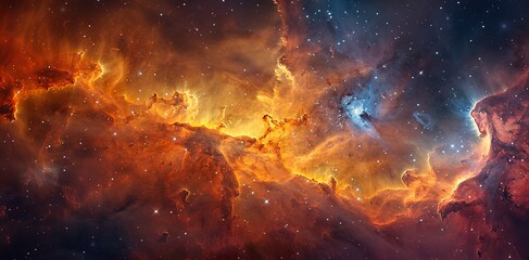 Vibrant Photo of a Nebula's Star-Studded Beauty Exploring the Celestial Splendor of Deep Space in Vivid Detail