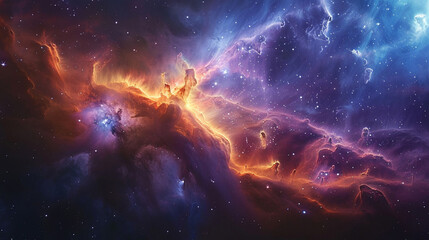 Vibrant Photo of a Nebula's Star-Studded Beauty Exploring the Celestial Splendor of Deep Space in Vivid Detail