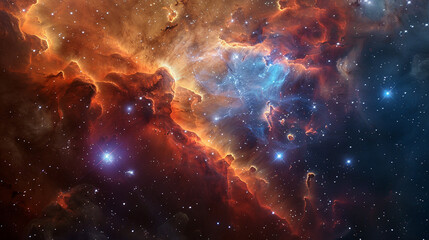 Vibrant Photo of a Nebula's Star-Studded Beauty Exploring the Celestial Splendor of Deep Space in Vivid Detail