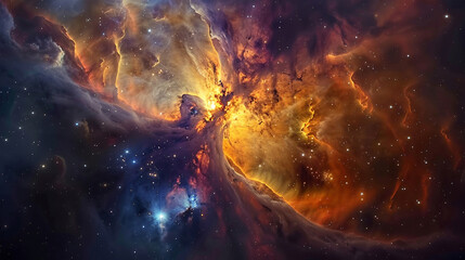 Vibrant Photo of a Nebula's Star-Studded Beauty Exploring the Celestial Splendor of Deep Space in Vivid Detail