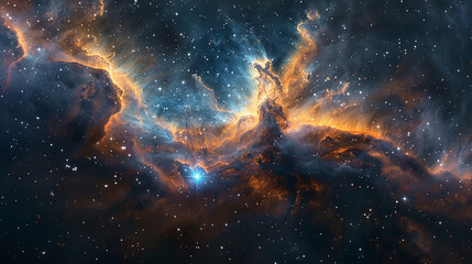 Vibrant Photo of a Nebula's Star-Studded Beauty Exploring the Celestial Splendor of Deep Space in Vivid Detail