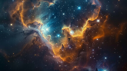 Vibrant Photo of a Nebula's Star-Studded Beauty Exploring the Celestial Splendor of Deep Space in Vivid Detail