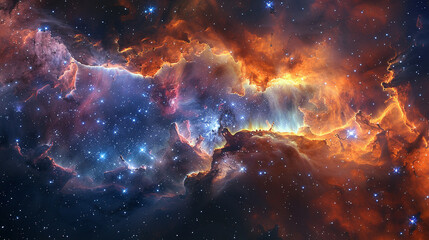Vibrant Photo of a Nebula's Star-Studded Beauty Exploring the Celestial Splendor of Deep Space in Vivid Detail