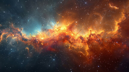 Vibrant Photo of a Nebula's Star-Studded Beauty Exploring the Celestial Splendor of Deep Space in Vivid Detail