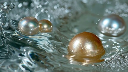 Australian and Tahitian pearls in the water