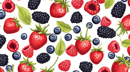 Vector background of wild berries sketched in penci